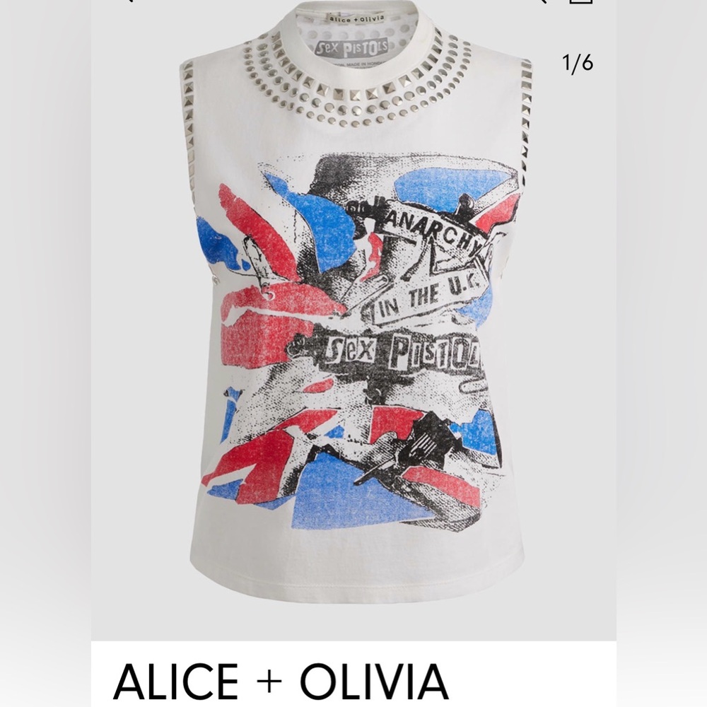 Alice + Olivia Micah Muscle Tank with Stud Embellishments